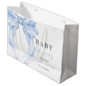 Blue Bow Baby Dusche Einladung, blaue Coquette Große Geschenktüte (Vorderseite Schrägansicht)