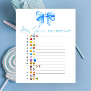 Blue-Bow-Baby-Dusche Emoji Pictionary