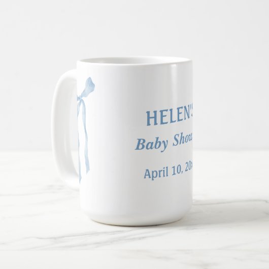 Blue Bow Baby Dusche oh Junge Tasse (Vorderseite Links)