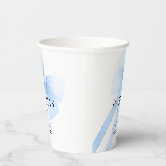 Blue Bow Baby Dusche Pappbecher (Rechts)