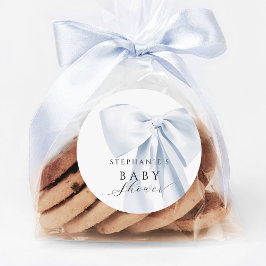 Blue Bow Baby Dusche Runder Aufkleber