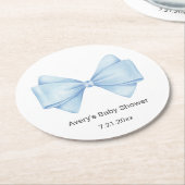 Blue Bow Baby Dusche Runder Pappuntersetzer (Angewinkelt)