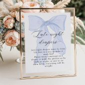 Blue Bow Baby Dusche Spätabend Windeln Poster