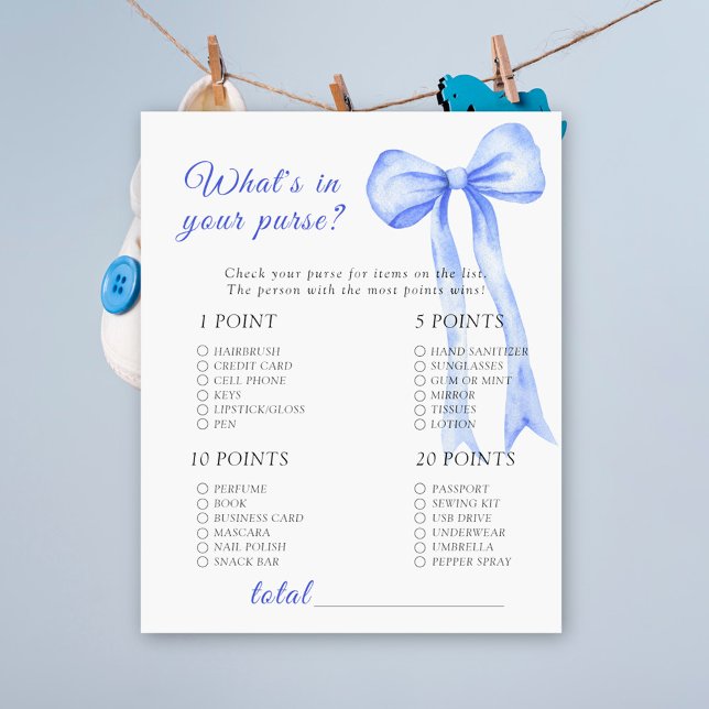 Blue Bow Baby Dusche - Was ist in Ihrem Geldbeutel (Von Creator hochgeladen)