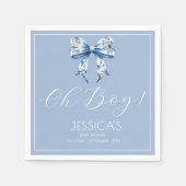 Blue Bow Baby Dusche Wasserfarbe Serviette (Vorderseite)