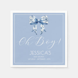 Blue Bow Baby Dusche Wasserfarbe Serviette