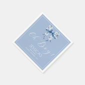 Blue Bow Baby Dusche Wasserfarbe Serviette (Ecke)