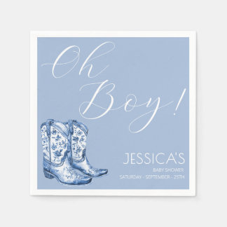 Blue Bow Baby Dusche Wasserfarbe Serviette