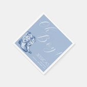 Blue Bow Baby Dusche Wasserfarbe Serviette (Ecke)