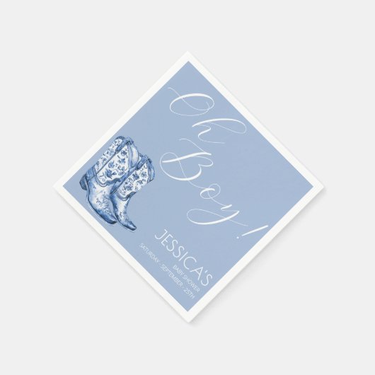 Blue Bow Baby Dusche Wasserfarbe Serviette (Ecke)