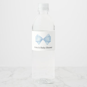 Blue Bow Baby Dusche Wasserflaschenetikett