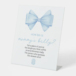 Blue Bow Baby Dusche wie groß ist Mama's Bauch Sockelschild