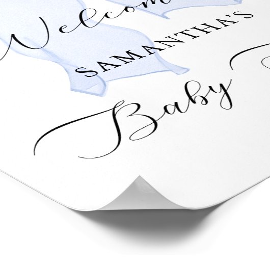 Blue Bow Baby Dusche Willkommen Poster (Ecke)