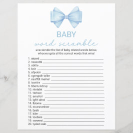 Blue Bow Baby Dusche Word Scramble