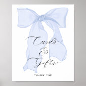 Blue Bow Baby Duschkarten und Geschenke Poster (Vorne)