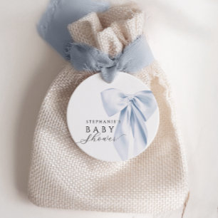 Blue Bow Baby Duwer Rounded Favor Tags Geschenkanhänger