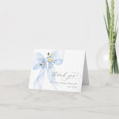 Blue Bow Baby in Bloom Baby Dusche Danke Karte (Vorderseite)