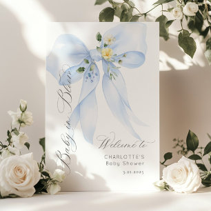 Blue Bow Baby in Bloom Baby Dusche Willkommen Poster