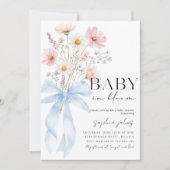 Blue Bow Baby in Bloom Boy Baby Shower Invitation Einladung (Vorderseite)