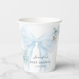 Blue Bow Baby in Bloom Floral Baby Boy Dusche Pappbecher
