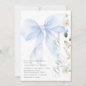 Blue Bow Baby in Bloom floral Baby Dusche Einladung (Vorderseite)