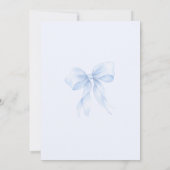 Blue Bow Baby in Bloom floral Baby Dusche Einladung (Rückseite)