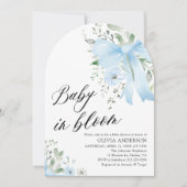 Blue Bow Baby in Bloom Floral Boy Arch Baby Dusche Einladung (Vorderseite)