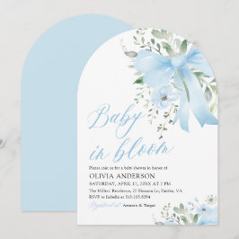 Blue Bow Baby in Bloom Floral Boy Arch Baby Dusche Einladung