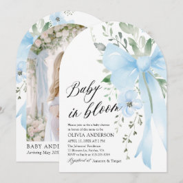 Blue Bow Baby in Bloom Floral Boy Arch Baby Dusche Einladung