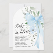 Blue Bow Baby in Bloom Floral Boy Arch Baby Dusche Einladung (Vorderseite)