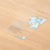 Blue Bow Baby in Bloom Floral Boy Baby Dusche Acryleinladungen (Ablage )