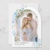 Blue Bow Baby in Bloom Floral Boy Baby Dusche Einladung (Rückseite)