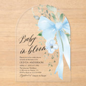 Blue Bow Baby in Bloom Floral Boy Baby Shower Arch Acryleinladungen (Vorderseite)
