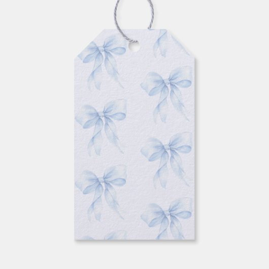 Blue bow Baby in Bloom floral vielen Dank Geschenkanhänger (Rückseite)