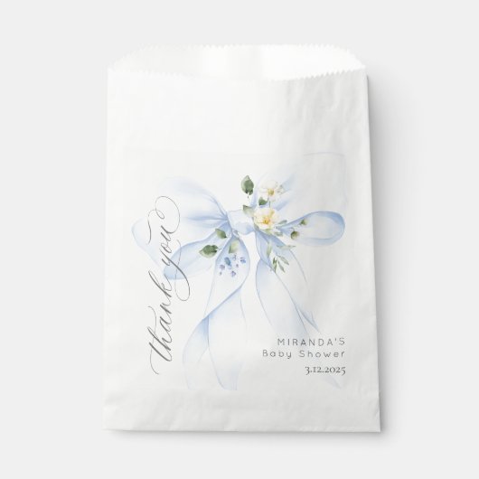 Blue Bow Baby in Bloom floral vielen Dank Geschenktütchen (Vorderseite)