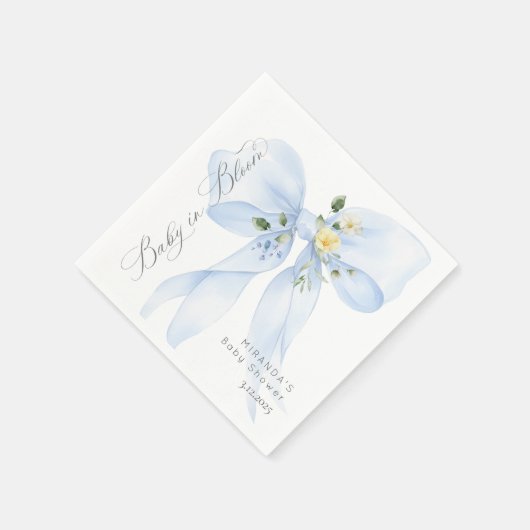 Blue Bow Baby in Bloom floral vielen Dank Serviette (Ecke)