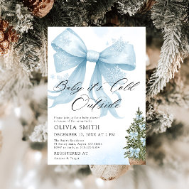 Blue Bow Baby It's Cold Outside Baby Dusche Einladung