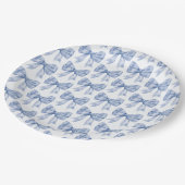 Blue Bow Baby oder Brautparty, Geburtstagsparty Pappteller (Schrägansicht)