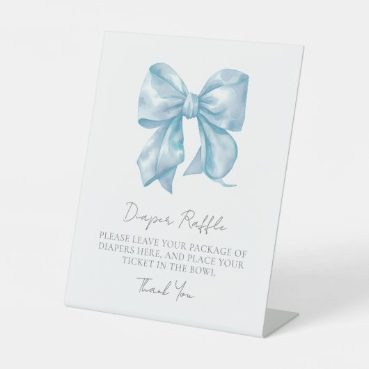 Blue Bow Baby Showdusche Windelwecker-Umschließkar Sockelschild (Vorderseite)