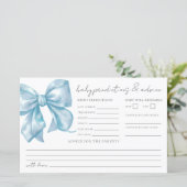 Blue Bow Baby Shower Addictions Card (Stehend Vorderseite)