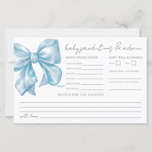Blue Bow Baby Shower Addictions Card (Vorderseite)