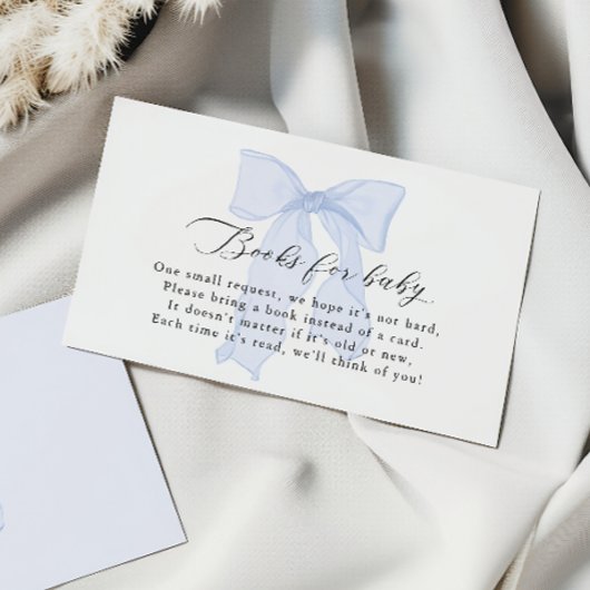 Blue Bow Baby Shower Books Begleitkarte