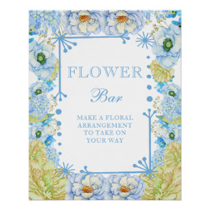 Blue Bow Baby Shower Boy Blume Bar Poster