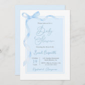 Blue Bow Baby Shower Boy Einladung (Vorne/Hinten)