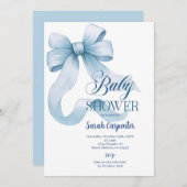 Blue Bow Baby Shower Boy Einladung (Vorne/Hinten)