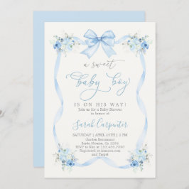 Blue Bow Baby Shower Boy Einladung