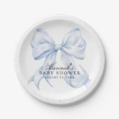 Blue Bow Baby Shower Coquette Bow Paper Plates Pappteller (Vorderseite)