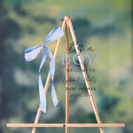 Blue Bow Baby Shower Einladung, Boy Baby Dusche Acrylschild