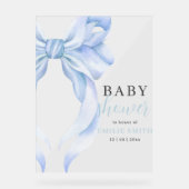 Blue Bow Baby Shower Einladung, Boy Baby Dusche Acrylschild (Vorderseite)