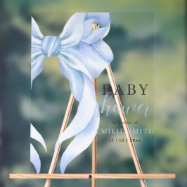 Blue Bow Baby Shower Einladung, Boy Baby Dusche Acrylschild